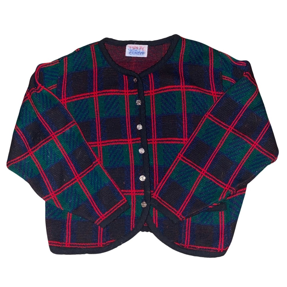 Vintage Tally-Ho Plaid Button Front Cardigan SZ M